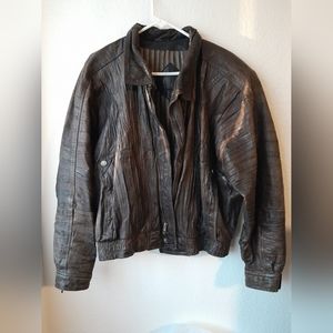 Chia vintage leather military bomber jacket